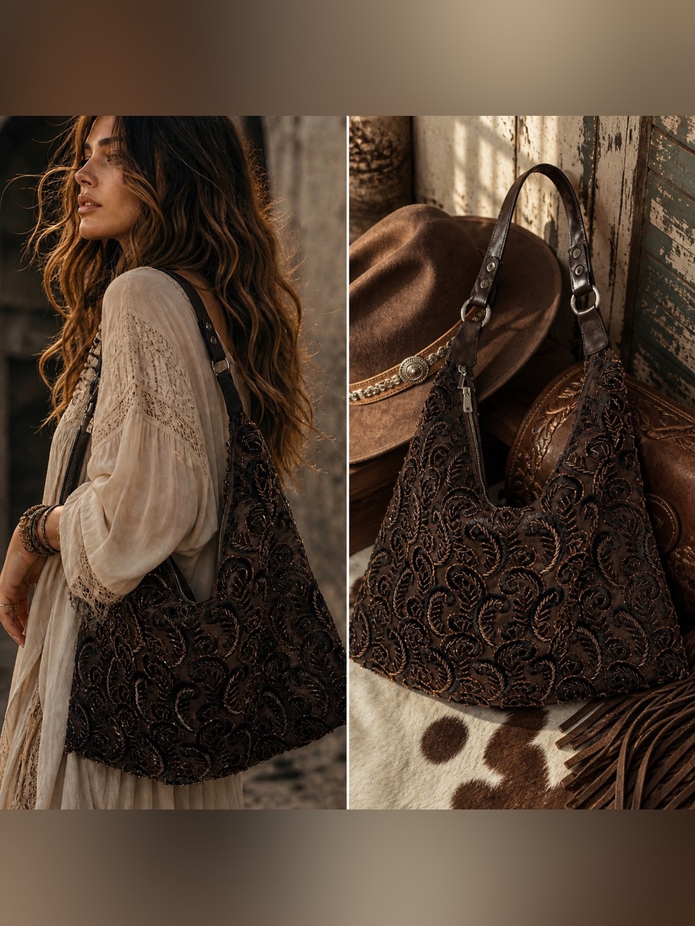 🤎 Statement Beaded Shoulder Bag |